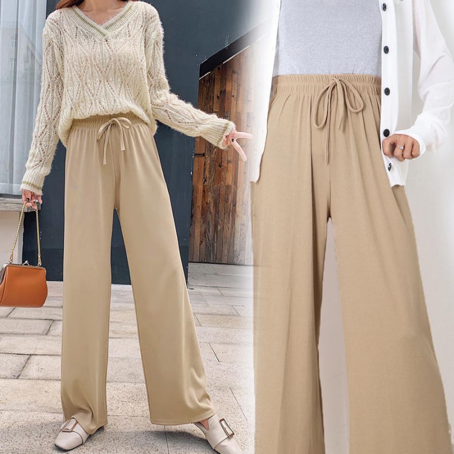 ワイドパンツ | ハイウエスト レディース ストレートパンツ 接触冷感 ロングパンツ ハイウエストサマーパンツ リラックスパンツ