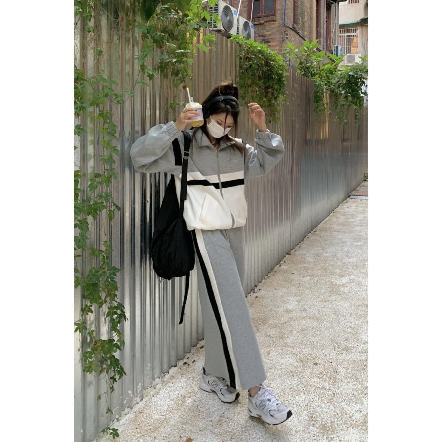 スカート | スウェット秋冬 レディース ドッキング ロングジャケット パーカー スウェット アウター 無地 ボトムズ 運動 ウエストゴム ジップアップ