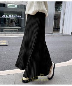 スカート | レディース プリーツ秋 冬 ロング マキシ 落ち感 ウエストゴム ハイウエスト ニット 秋冬コーデ あったか きれいめ おしゃれ カジュアル