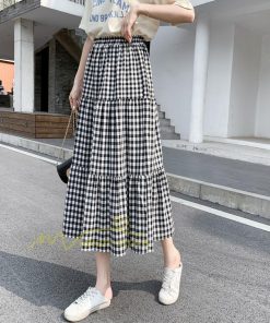 スカート | チェック柄 ロング丈 フレア ボトムス レディース おすすめ おしゃれ ブラック フリーサイズ カジュアル お出かけ 通勤通学 着痩せ 20代30代40代50代