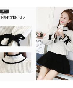 ニット・セーター | 短納期ニット ニットセーター ニットソー レディース セーター リボン フレアスリーブ 長袖 可愛い トップス 肌触りよい プルオーバー タートルネック
