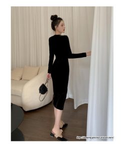 ワンピース | ワンピースタイトワンピース長袖 上品 セクシー高級感 タイトヒップアップ タイト スリム 美ライン シルエット お呼ばれ エレガント