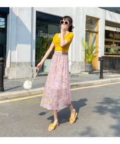 スカート | レディース シフォン フレア マキシ ロングウエストゴム マキシ花柄 ゆったり 20代30代40代50代 通勤通学 普通着 お出かけ お呼ばれ