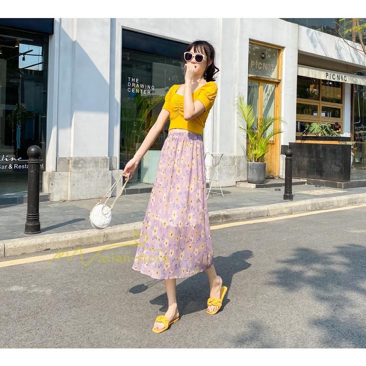 スカート | レディース シフォン フレア マキシ ロングウエストゴム マキシ花柄 ゆったり 20代30代40代50代 通勤通学 普通着 お出かけ お呼ばれ