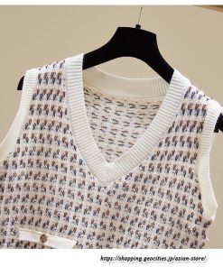 ベスト | ニットレディース トップス Vネック タンクトップ ノースリーブ 袖なし インナー ニット 女ニット 20代30代 重ね着風 レイヤード風 セーター