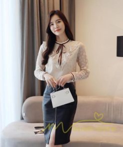 在庫ある | 短納期ブラウスレディースシャツ レースブラウス ビジネスカジュアルシャツトップス オフィスブラウス フォーマルシャツ 薄手 春夏衣装 通学通勤 リボン付き