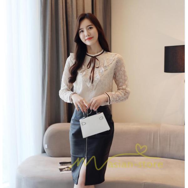 在庫ある | 短納期ブラウスレディースシャツ レースブラウス ビジネスカジュアルシャツトップス オフィスブラウス フォーマルシャツ 薄手 春夏衣装 通学通勤 リボン付き