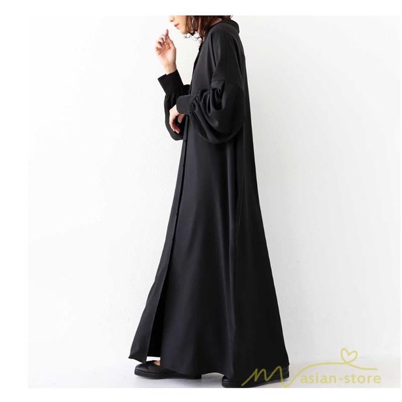 マキシ | 長袖ワンピース ロングワンピース シャツワンピース 羽織り レディース 2way パフスリーブ 大きいサイズ 秋物 送料無料 大人 ゆったり 50代60代 30代40代