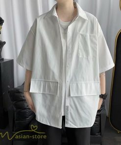 シャツ | メンズ 半袖 トップス ワイドTゆったり 無地 ライトアウター 着回し 夏新作 コーデ 白黒細身 通勤通学 XXL 日常感 大きいサイズ