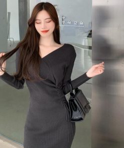 ワンピース | カシュクール リブニット秋冬