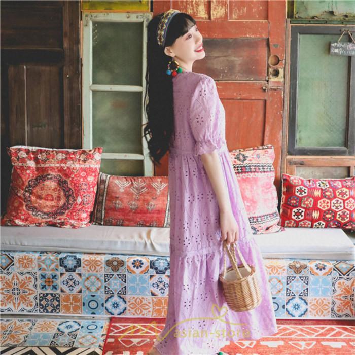 マキシ | ワンピース 夏 レース 半袖 ロングワンピ ワンピ ロング丈ワンピース ロングワンピース 無地 可愛い ナチュラル きれいめ 外出 大人 お出かけ かわいい 着痩せ