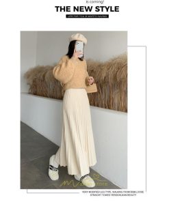 スカート | ロングレディース ニット ハイウエスト Aライン 着痩せ 秋冬新作 あったか 部屋着 おしゃれ ニット 外出 韓国ファッション 可愛い おうち時間