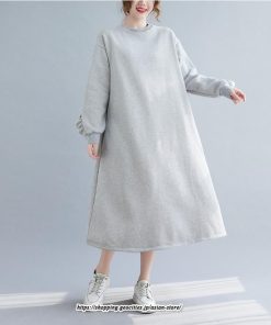 マキシ | ワンピース レディース ロングワンピース 長袖 無地 ゆったり 裏起毛 体型カバー パーカー風 シンプル キレイめ オシャレ 30代 40代 20代 50代　 お出かけ