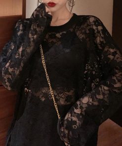 透かし編みトップス | シースルーレーストップス 花柄 春