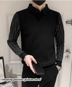 ニット・セーター | セーター メンズ ビジネス レイヤード風 カジュアル ボーダー カッコウイイ 秋 冬 20代 30代 着回し メンズトップス シンプル 40代 50代 大きいサイズ