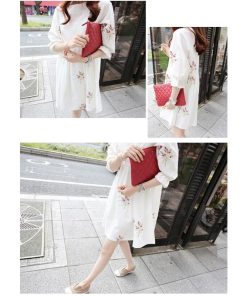 マタニティ | ワンピース 五分袖 授乳服 2type Aラインワンピース ギャザー 刺繍 可愛い 妊婦 妊娠 大人 産前産後 膝上丈ワンピース ヨコファスナー ママ