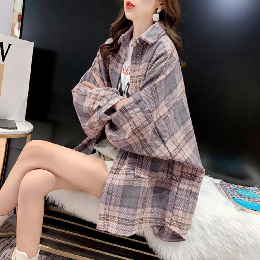 シャツ・ブラウス | チェック柄シャツ 起毛シャツブラウス韓国