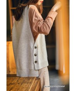 ベスト | ニットニットタンクトップ レディース ニット タンクトップ トップス 重ね着 ノースリーブ タンク セーター コーデ 秋 チョッキ ボタン付き