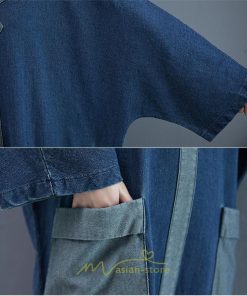 デニムワンピース | ワンピース 長袖 シャツワンピース デニムシャツ 無地 Aラインワンピ スリム 可愛い スリット ロングワンピ ワンピ ポケット 20代30代40代