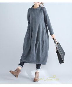 マキシ | ワンピース レディース 春秋 長袖 ゆったり ロング丈ワンピース シンプル 体型カバー 大きいサイズ 新作 カジュアル きれいめ 無地 30代 40代 着痩せ