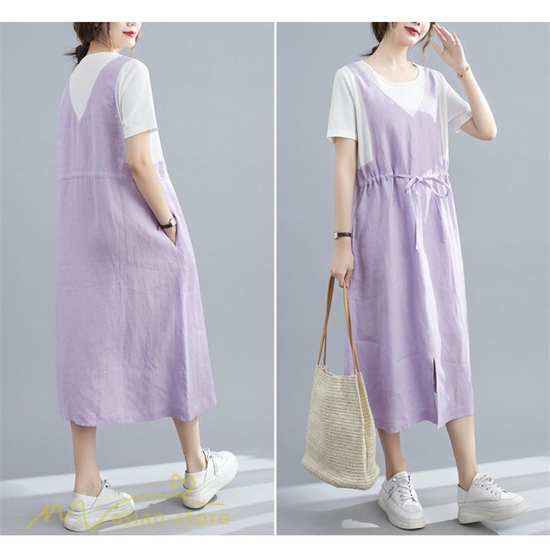 マキシ | ワンピース ロングワンピース レディース 重ね着 半袖ワンピース 切り替え 20代 30代 無地 上品 カジュアル 50代 40代 体型カバー Aラインワンピース 着痩せ