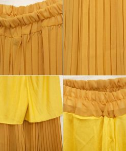 クロップドパンツ | エアリーシフォンガウチョパンツ フリル ミモレ丈 ワイドパンツ プリーツ パンツ