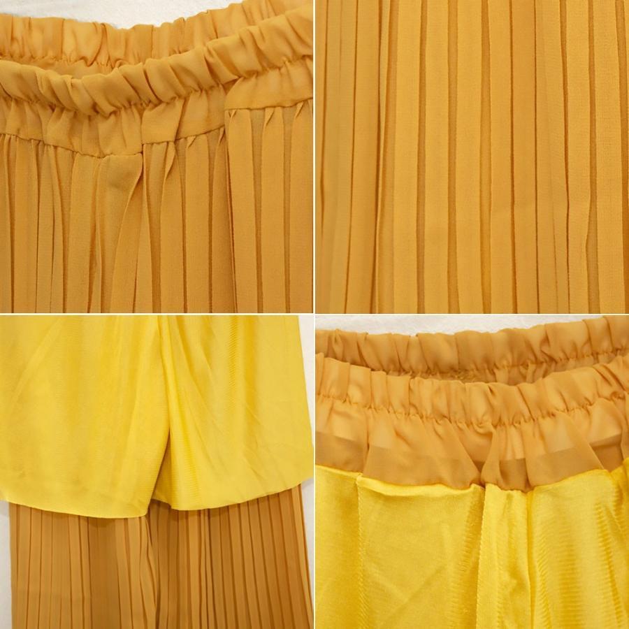 クロップドパンツ | エアリーシフォンガウチョパンツ フリル ミモレ丈 ワイドパンツ プリーツ パンツ