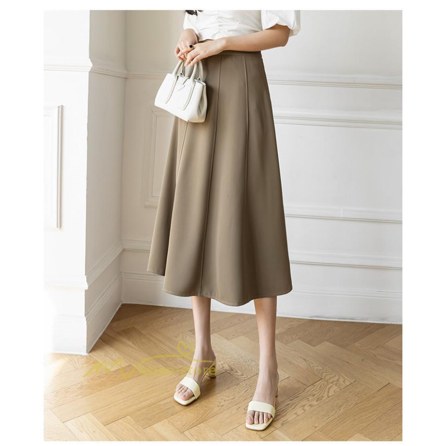 スカート | フレア無地 きれいめ 30代 40代 50代 着やせ 上品 ボトムス 春秋 夏 お洒落 通勤 エレガント 着痩せ 着回し ハイウエスト カジュアル 通学 お出かけ