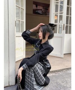 マキシ | シャツワンピース 秋物 レディース ロングワンピース ドッキングワンピース 切替 チェック柄 Aラインワンピース レイヤード風 フェイク お呼ばれ 30代40代50代