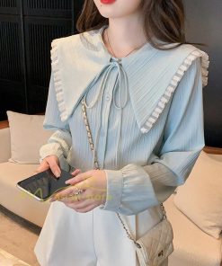 シャツ・ブラウス | ブラウス トップス プリーツ オフィスカジュアル 通勤 リボン付き レディース 韓国 ファッション 通学 カジュアル エレガント 優雅 OL オシャレ 通勤 上品 細身