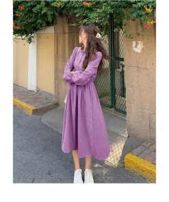 マキシ | ワンピース レディース 秋 冬 長袖 おしゃれ きれいめ フリル 可愛い 無地 ロング丈 ミモレ丈 ゆったり 2021 シンプル 秋新作 ゆったり 上品 カジュアル