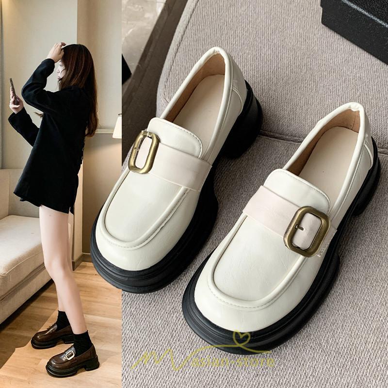 ローファー | レディース 靴 シューズ レザー調 合皮 厚底 履きやすい 韓国風 人気 クラシック 可愛い パンプス 通勤 春 夏 通学 冬 学生靴 秋