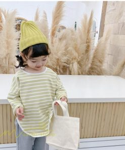 衣装 服 | Tシャツ 2021新作 子供 キッズTシャツ 韓国風 長袖 無地 ストライプ クルーネック おしゃれ 可愛い シンプル アウトドア 8色 お出かけ 男女兼用 春物 着回し