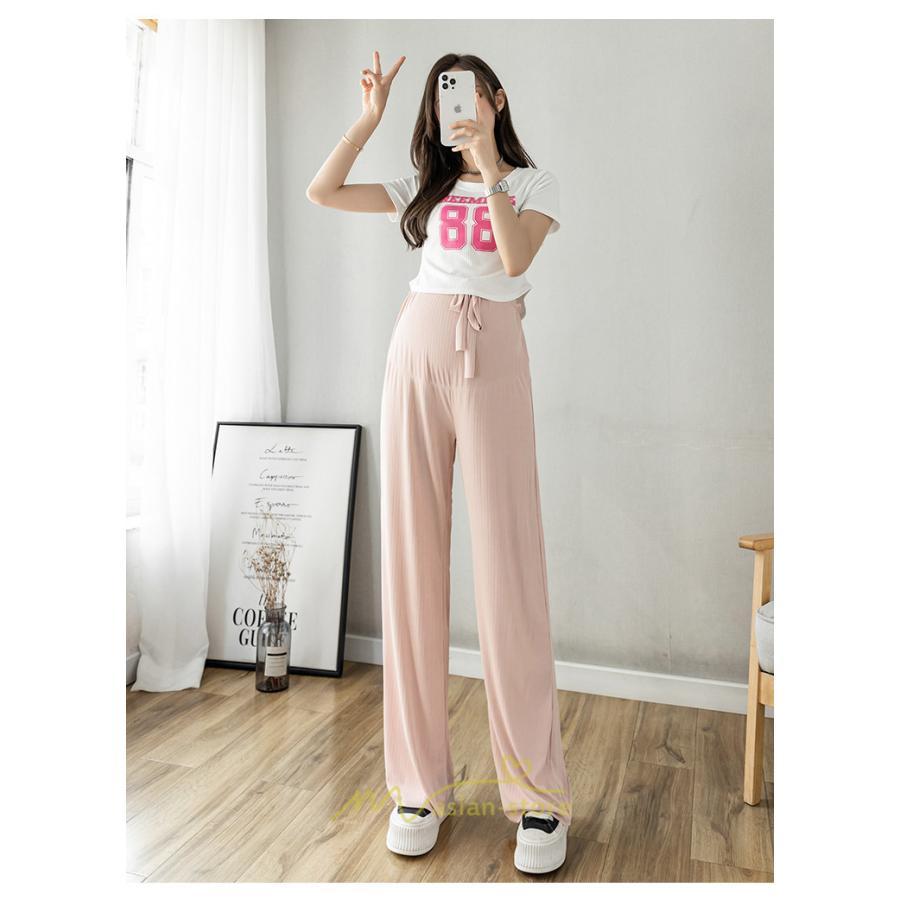 パンツ レギンス | 夏マタニティパンツ ワイドパンツ 涼感 ひんやり ウエストゴム 産前産後 妊婦 妊娠 無地 お腹包む 柔らか 夏パンツ 落ち感 マタニティ ママ ゆったり