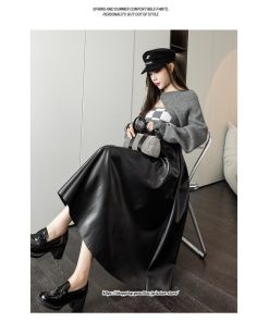 スカート | ロングレザープリーツAライン秋 冬 レディース ロング丈 着痩せ 20代 30代 40代 送料無料 50代 2022年