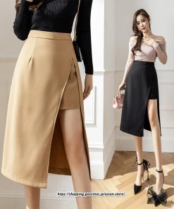 スカート | ロングレディース ボトムス  ロング 秋冬 40代 50代 コーデ 送料無料 スリット 着痩せ 韓国ファッション Aライン セクシー ハイウエスト