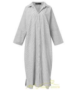 マキシ | シャツワンピース ワンピース 秋冬 レディース 長袖 秋 ロング 40代 綿麻風 ロング丈 春 ボーダー柄 ゆったり 着痩せ 30代 50代 大きいサイズ 体型カバー