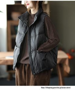 ベスト | ダウンレディース アウター 中綿スタンドカラー ジップアップ 秋冬 秋服 大人 防風防寒 ダウン 無地 トップス ベストアウター