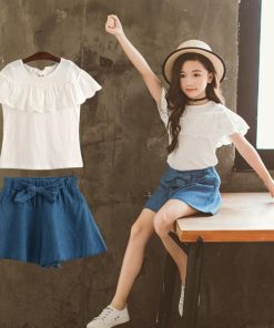 （子供）その他 | 女の子 キッズ ジュニア 上下セット パンツ 半袖 シンプル トップス Tシャツキュロットセット 可愛いスタイル Tシャツ 子供服