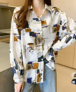 シャツ・ブラウス | ブラウス レディース 長袖 韓国風 柄シャツ