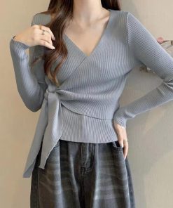 ニット・セーター | カシュクールリブニットトップス 大人秋服