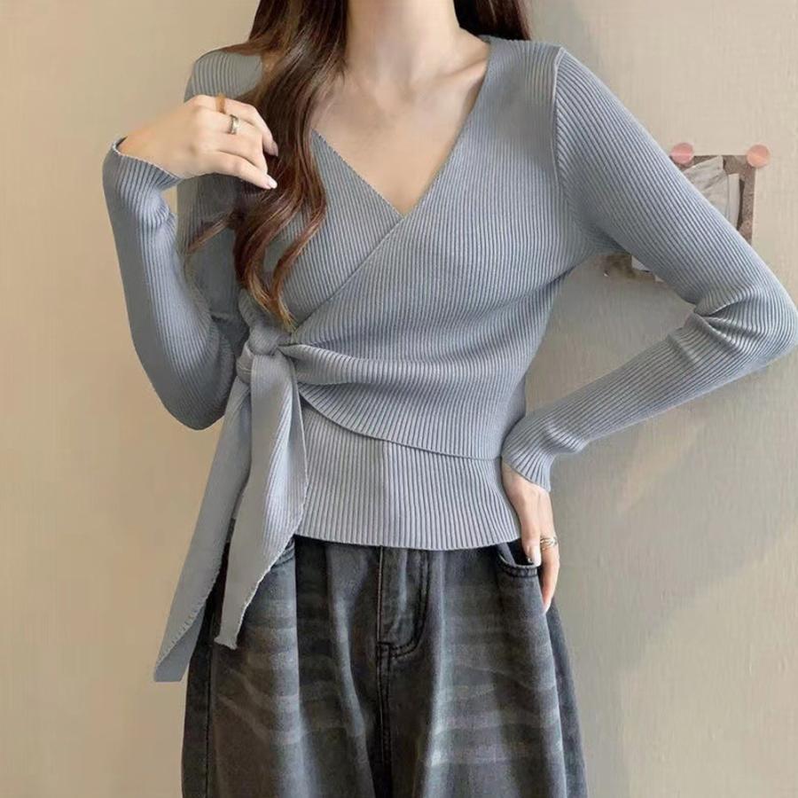 ニット・セーター | カシュクールリブニットトップス 大人秋服