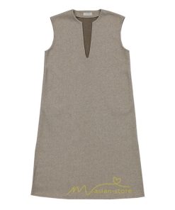 マキシ | ワンピース ジャンパースカート ジャンスカ 深Vネック ロングワンピース Vネック スリット入りロングワンピース ノースリーブ オフィス 大人 30代40代