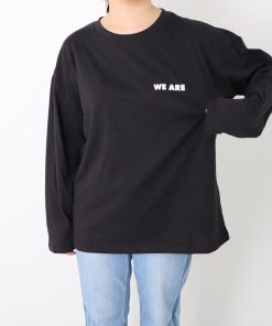 Tシャツ・カットソー | レディーストップス 英字ロゴ 体型カバー 韓国 Tシャツ ゆったり 長袖カットソー