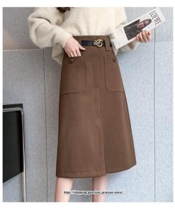 スカート | ミモレ丈 ひざ丈 レディース スリット リゾート 体型カバー 着痩せ Aライン 上品 2022新作 オシャレ キレイめ 韓国風 ポケット 秋冬