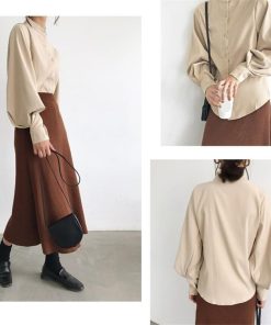 シャツ・ブラウス | シャツブラウス レディーストップス パフスリーブ 可愛い ビジネスカジュアルウェア エレガント 通学通勤 柔らか つや消しシャツ S L M 2020秋冬 XL 4色