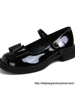 パンプス | ラウンドトゥ ストラップ 厚底 レディースシューズ 太ヒール ぺたんこ ベーシック 黒白蝶 無地 靴 26.5cm 上品 大きいサイズ 大人