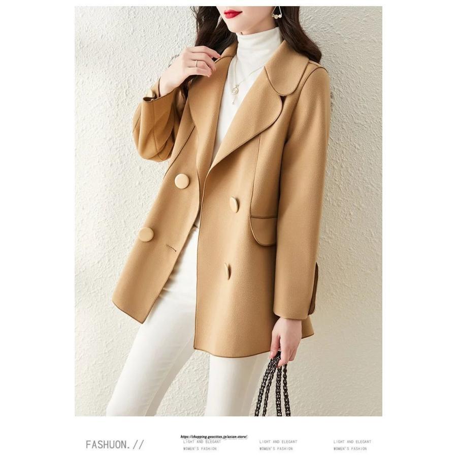 コート・ジャケット | テーラードジャケット レディース コート アウター 長袖 ミディアム丈 羽織り 春 秋 冬 無地 カジュアル ラシャ ダブルブレスト 秋 冬 あったか 通勤 通学