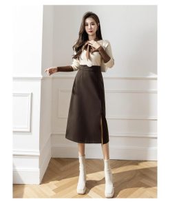 スカート | ロング 秋 秋服 レディース ボトムス ロングミモレ冬 スリット 無地 可愛い カジュアル 可愛い キレイめ オシャレ 着痩せ 韓国風