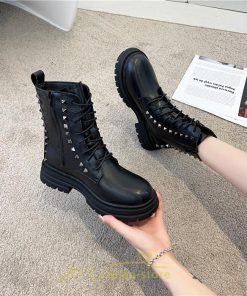 ショートブーツ | ブーツ レディース トレンド ミドル 厚底 袴ブーツ 黒 レースアップ 編み上げ オフホワイト 通勤 オフィス 疲れにくい 歩きやすい あったか 通学